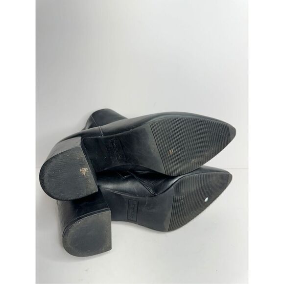 Blondo‎ Ankle Boots Size 9 Black Leather Pointed Toe Block Heel Booties - Picture 9 of 9